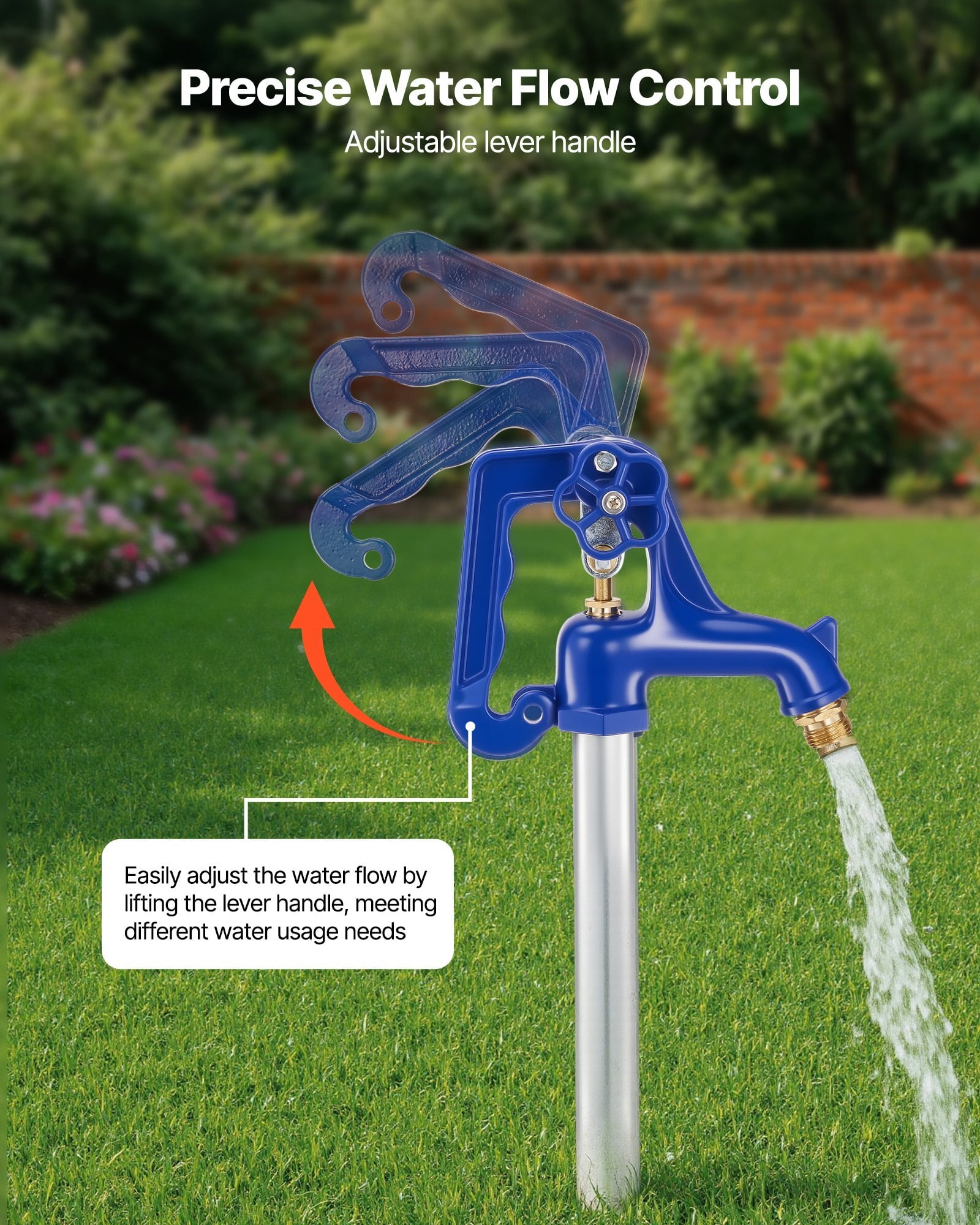 Frost Proof Yard Hydrant, 6.22FT Freeze-Proof Outdoor Faucet with 48" Bury Depth, 3/4" NPT Pipe Connection, Lever Handle + Handwheel, No Lead Freezeless Hydrant for Yard Garden Farm Irrigation