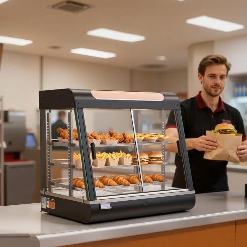3-Tier Commercial Food Warmer Display, 1200W Food Display Warmer with LED Light, Top Storage and Adjustable Shelves, 86?„‰~185?„‰ Steam Heating, 106Qt/100L for Hamburger, Pizza, Bread, Fried Chicken - Image 7