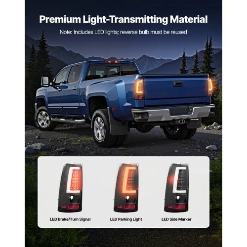 Tail Light Assembly Compatible with 2003-2006 Chevy Silverado 1500 1500 HD 2500 2500 HD 3500, 2007-2007 Chevy Classic, 2PCS Driver & Passenger Side LED Taillight Brake Lamps with Bulbs, Black - Image 3