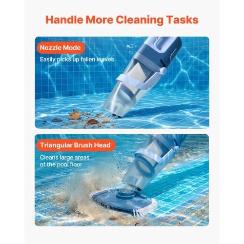 Handheld Pool Vacuum, 26 GPM Cordless Spa Hot Tub Vacuum with Extension Pole, 60 Mins Running Time, Powerful Suction for Leaves and Debris, Rechargeable Pool Cleaner for Above Ground Pools - Image 2