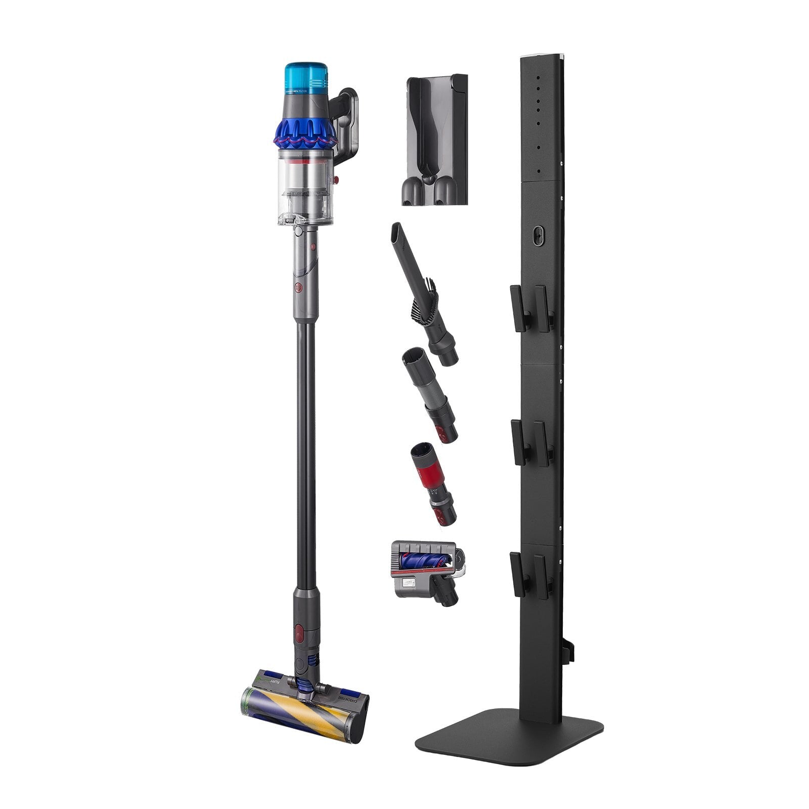 Vacuum Stand, Compatible with Dyson G5 V15 V12 V11 V10 V8 V7 V6 Series Upright Vacuums Cleaners & Accessories, Stable Vacuum Stand Holder with 6 Hooks and Non-slip Footpads, Black