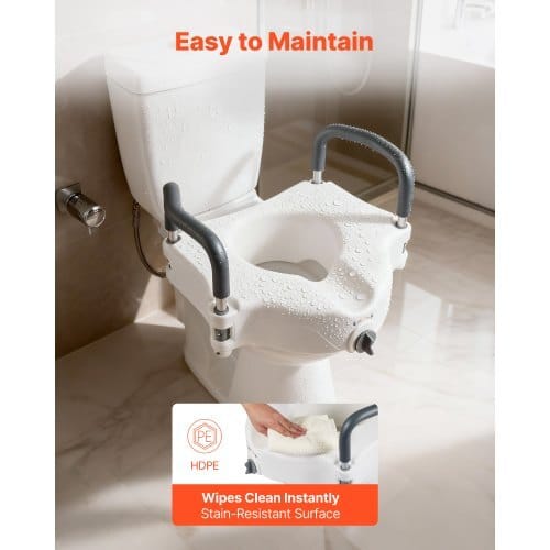 Raised Toilet Seat with Arms, 300 lbs Load Capacity, 5-Inch Lift Height, Widened Commode Elevated Toilet Seat Riser with Padded Handles for Seniors, Elderly, Handicap, Disabled, and Adults Use - Image 5