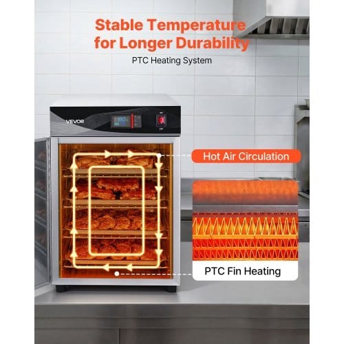 Electric Hot Box Food Warmer, 4-Tier Commercial Warming Cabinet with Water Tray, Single-Door and Adjustable Shelves, Stainless Steel Food Warmer Cabinet, for Restaurant, Kitchen, Pizza, Chicken - Image 2
