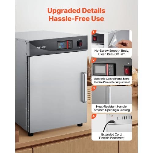 Electric Hot Box Food Warmer, 4-Tier Commercial Warming Cabinet with Water Tray, Single-Door and Adjustable Shelves, Stainless Steel Food Warmer Cabinet, for Restaurant, Kitchen, Pizza, Chicken - Image 5