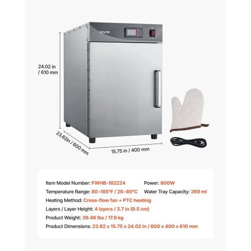 Electric Hot Box Food Warmer, 4-Tier Commercial Warming Cabinet with Water Tray, Single-Door and Adjustable Shelves, Stainless Steel Food Warmer Cabinet, for Restaurant, Kitchen, Pizza, Chicken - Image 6