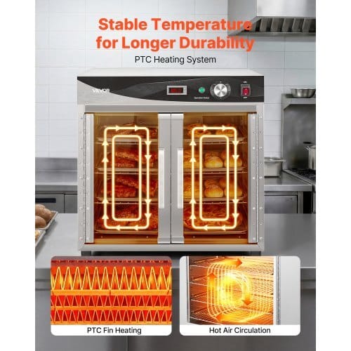 Electric Hot Box Food Warmer, 4-Tier Commercial Warming Cabinet with Water Tray, Glass Door and Adjustable Shelves, Stainless Steel Food Warmer Cabinet, for Restaurant, Kitchen, Pizza, Chicken - Image 2