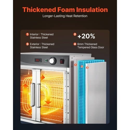 Electric Hot Box Food Warmer, 4-Tier Commercial Warming Cabinet with Water Tray, Glass Door and Adjustable Shelves, Stainless Steel Food Warmer Cabinet, for Restaurant, Kitchen, Pizza, Chicken - Image 3