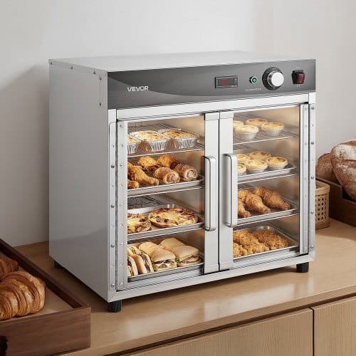 Electric Hot Box Food Warmer, 4-Tier Commercial Warming Cabinet with Water Tray, Glass Door and Adjustable Shelves, Stainless Steel Food Warmer Cabinet, for Restaurant, Kitchen, Pizza, Chicken - Image 7