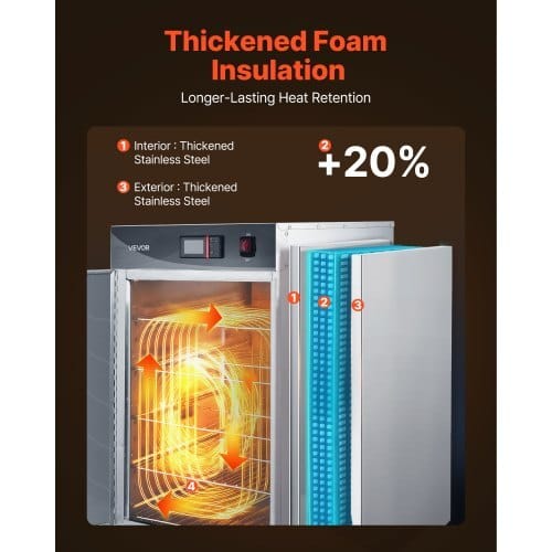 Electric Hot Box Food Warmer, 5-Tier Commercial Warming Cabinet with Water Tray, Single-Door and Adjustable Shelves, Stainless Steel Food Warmer Cabinet, for Restaurant, Kitchen, Pizza, Chicken - Image 3
