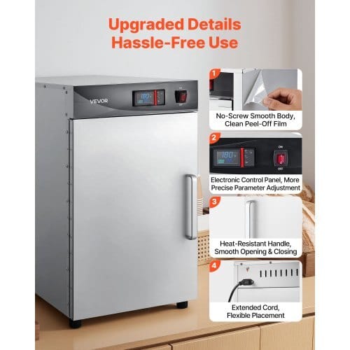 Electric Hot Box Food Warmer, 5-Tier Commercial Warming Cabinet with Water Tray, Single-Door and Adjustable Shelves, Stainless Steel Food Warmer Cabinet, for Restaurant, Kitchen, Pizza, Chicken - Image 5