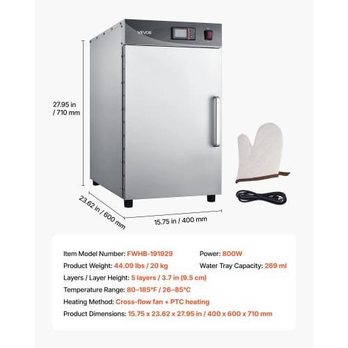 Electric Hot Box Food Warmer, 5-Tier Commercial Warming Cabinet with Water Tray, Single-Door and Adjustable Shelves, Stainless Steel Food Warmer Cabinet, for Restaurant, Kitchen, Pizza, Chicken - Image 6
