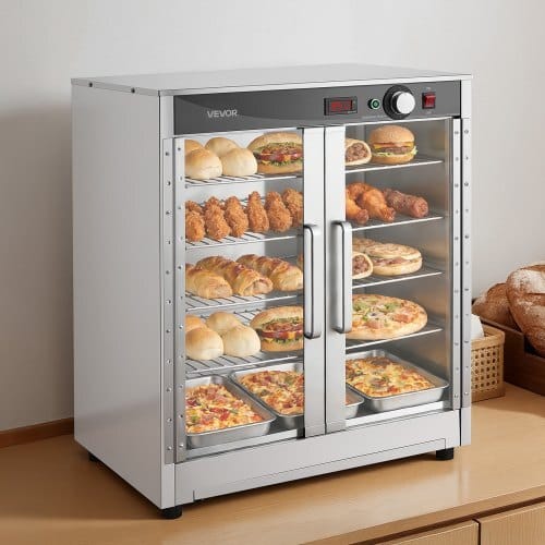 Electric Hot Box Food Warmer, 5-Tier Commercial Warming Cabinet with Water Tray, Double-Door and Adjustable Shelves, Stainless Steel Food Warmer Cabinet, for Restaurant, Kitchen, Pizza, Chicken - Image 7