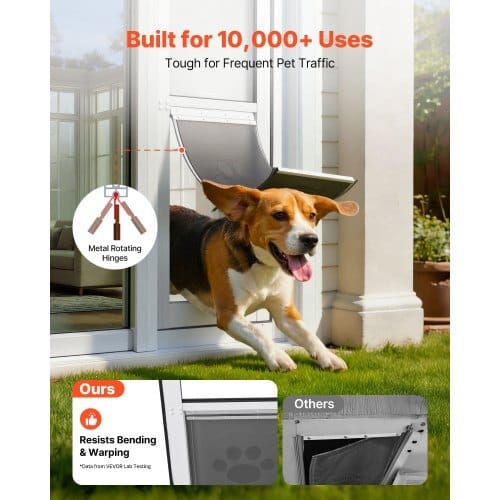 Dog Door for Sliding Glass Door, 75 7/8" to 80 11/16" Adjustable Height, Aluminum Alloy Frame with Flap, Lock Design, for Large-Sized Dogs, 180?° Swing-Open Sliding Glass Pet Doors for Renters - Image 4