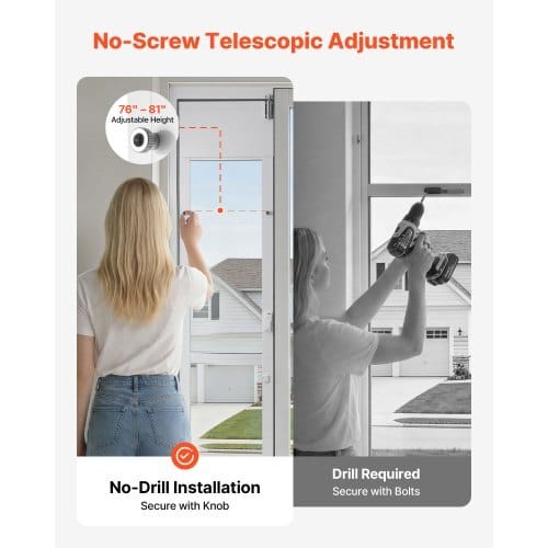 Dog Door for Sliding Glass Door, 75 7/8" to 80 11/16" Adjustable Height, Aluminum Alloy Frame with Flap, Lock Design, for Large-Sized Dogs, 180?° Swing-Open Sliding Glass Pet Doors for Renters - Image 5