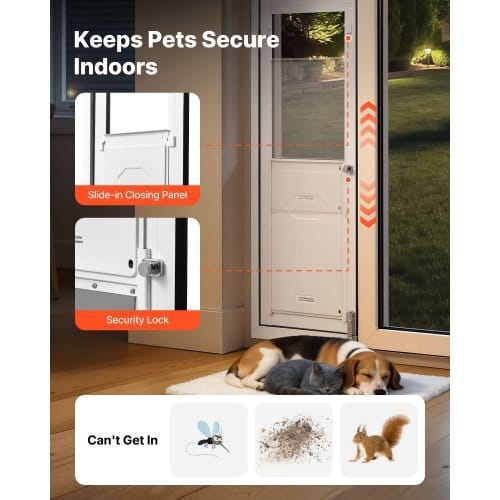 Dog Door for Sliding Glass Door, 75 7/8" to 80 11/16" Adjustable Height, Aluminum Alloy Frame with Flap, Lock Design, for Large-Sized Dogs, 180?° Swing-Open Sliding Glass Pet Doors for Renters - Image 6