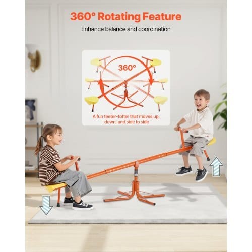Kids Seesaw, 100 lbs Load Capacity per Seat, Sit and Spin Teeter Totter with 4-prong Support Legs, Kids Outdoor Playground Equipment, Swiveling 360 Degrees Rotating for Children Aged 3+ - Image 2