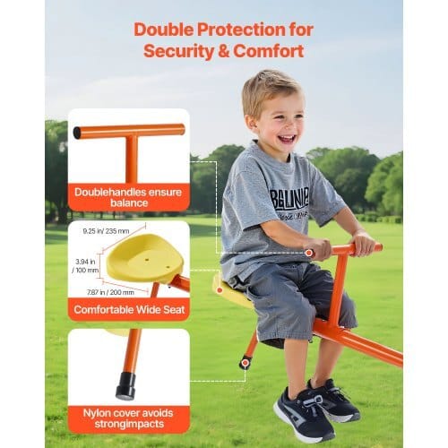 Kids Seesaw, 100 lbs Load Capacity per Seat, Sit and Spin Teeter Totter with 4-prong Support Legs, Kids Outdoor Playground Equipment, Swiveling 360 Degrees Rotating for Children Aged 3+ - Image 5