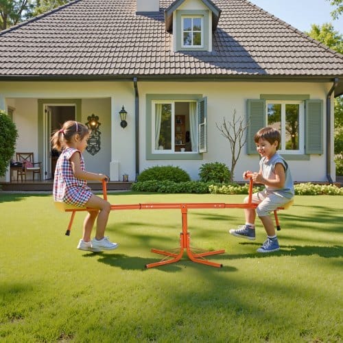 Kids Seesaw, 100 lbs Load Capacity per Seat, Sit and Spin Teeter Totter with 4-prong Support Legs, Kids Outdoor Playground Equipment, Swiveling 360 Degrees Rotating for Children Aged 3+ - Image 7