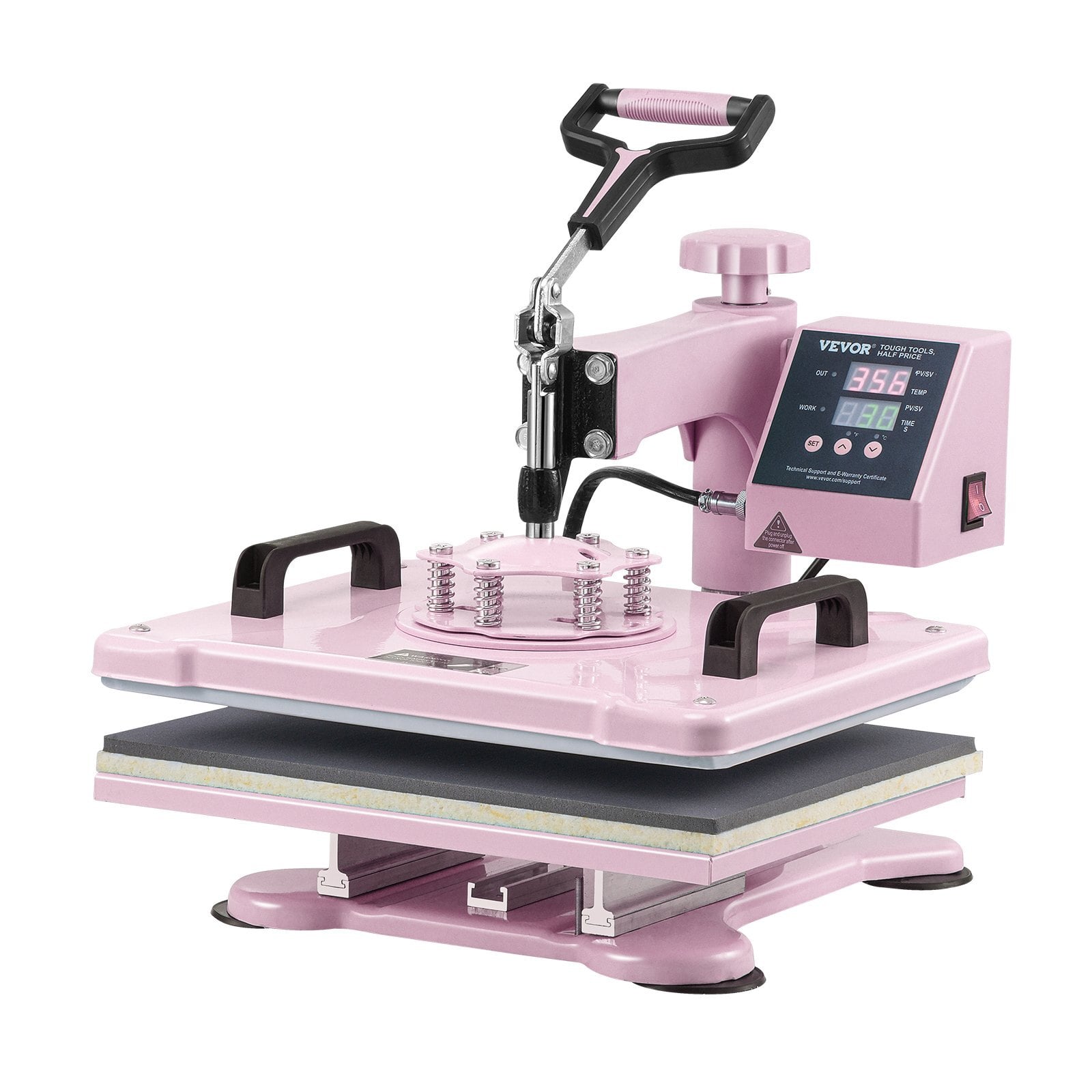 Heat Press Machine, 12 x 15 inch, 8 in 1 Heat Transfer Machine with 6-30 oz Tumbler Press, 360 Swing Away T-Shirt Pressing, Digital Precise Control, for T-Shirts/Mugs/Hats/Plates, Pink