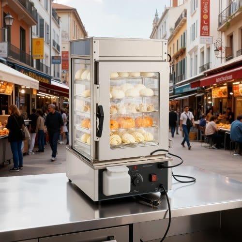 5-Tier Commercial Food Warmer Display, 1200W Food Display Warmer with LED Light, Adjustable Shelf & Stainless Steel Frame, 86?„‰~230?„‰ Steam Heating, 120L for Hamburger, Pizza, Bread, Fried Chicken - Image 7