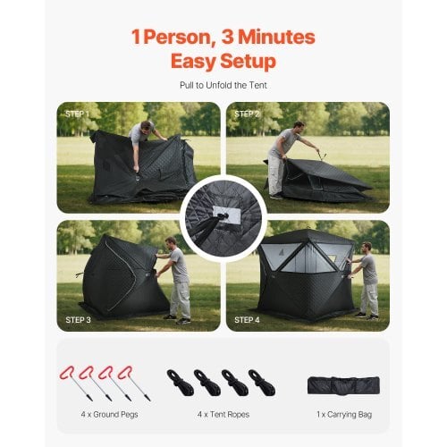 Outdoor Sauna Tent Pro, Portable Steam & Dry Sauna for 4 Persons, Heavy-Duty Oxford Cloth & Carbon Steel, Easy Setup for Camping, Backyard, or Home Gym,Easy Setup(Black) - Image 4