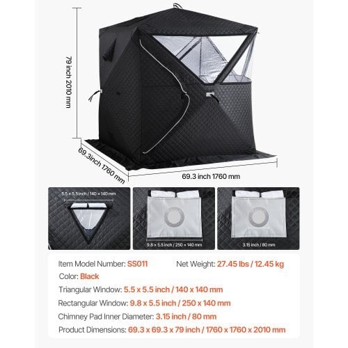 Outdoor Sauna Tent Pro, Portable Steam & Dry Sauna for 4 Persons, Heavy-Duty Oxford Cloth & Carbon Steel, Easy Setup for Camping, Backyard, or Home Gym,Easy Setup(Black) - Image 6