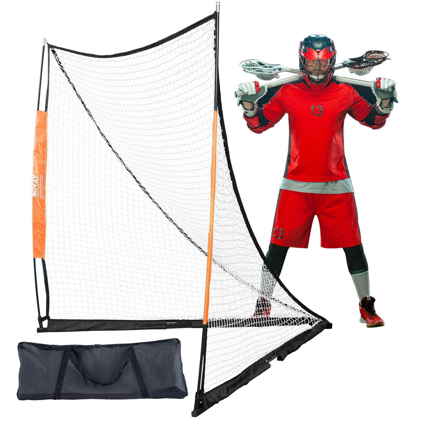 Lacrosse Goal, 6' x 6' Lacrosse Net, Portable Lacrosse Goal with Carry Bag, Fiberglass Rod Backyard Lacrosse Training Equipment, Easy Setup Collegiate Goal, Perfect for Youth Adult Training