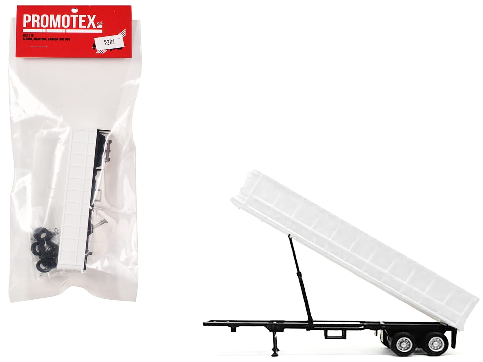 36ft Gravel Trailer White 1/87 (HO) Plastic Model by Promotex - Image 2