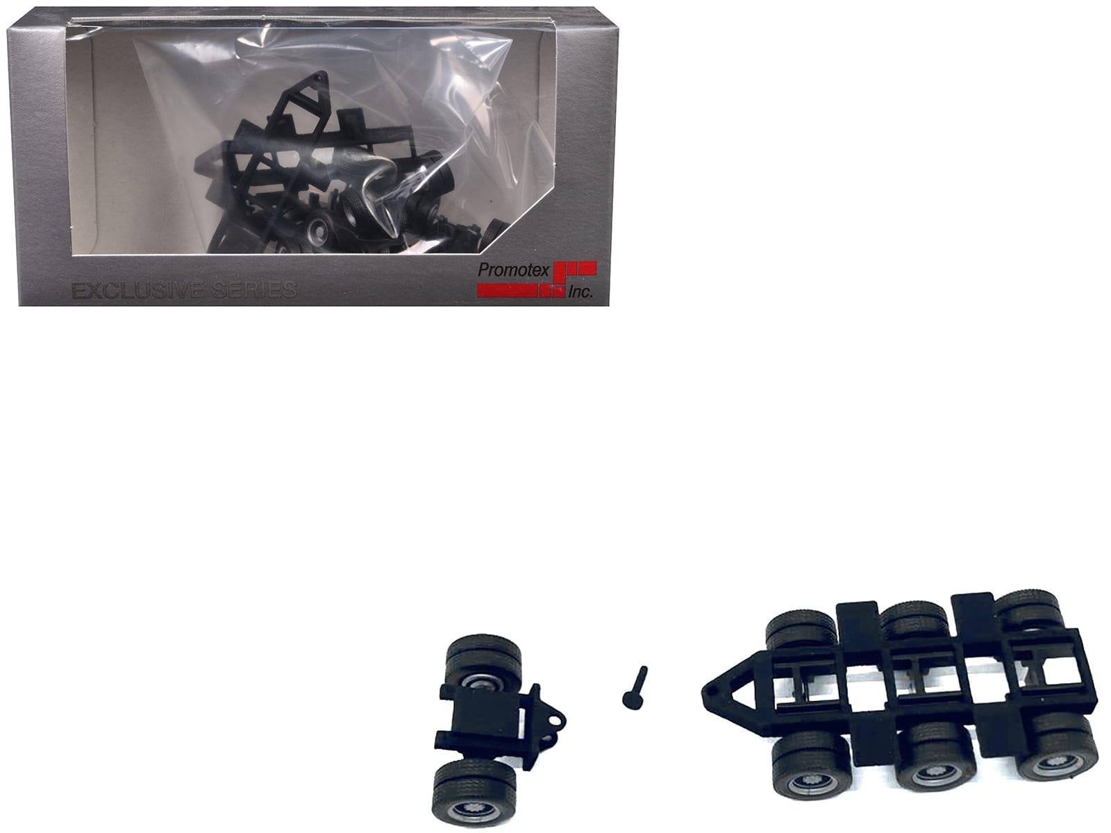 Lowboy Tri-Axle Booster with Integrated Rear Axle (2 Sets) 1/87 (HO) Plastic Model by Promotex - Image 2