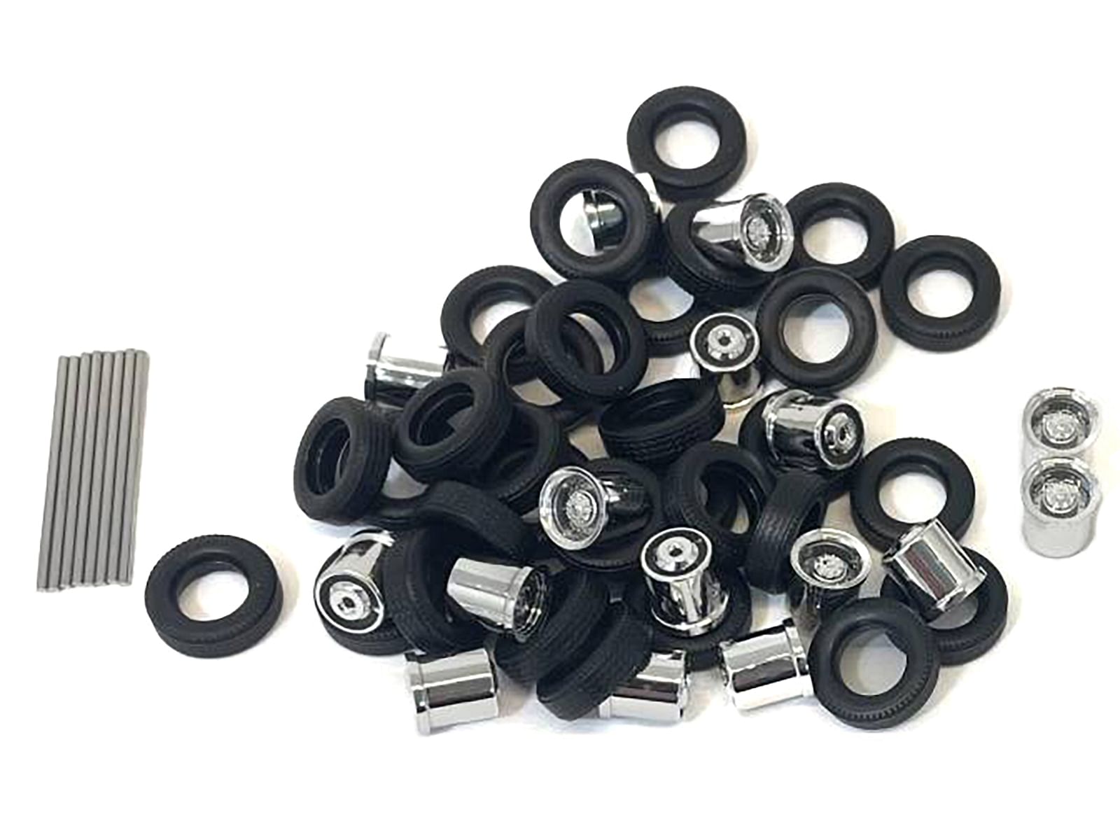 Chrome Plated Wheels with Set of 8 pieces 1/87 (HO) Plastic Model by Promotex