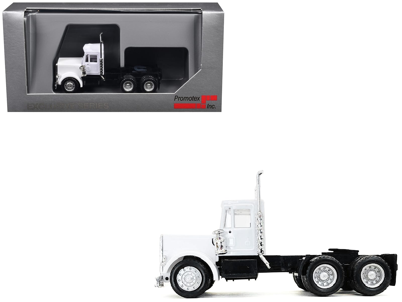 Peterbilt Short Day Cab White 1/87 (HO) Plastic Model Car by Promotex - Image 2