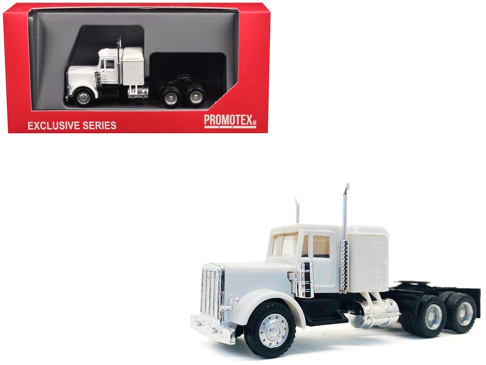 Peterbilt Sleeper Cab White 1/87 (HO) Plastic Model Car by Promotex - Image 2