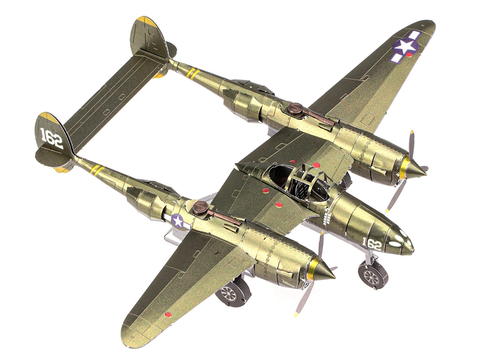 Model Kit Lockheed Martin P-38 Lightning Fighter Aircraft "#162" United States Army Air Forces (Challenging Difficulty) Model by Metal Earth - Image 4