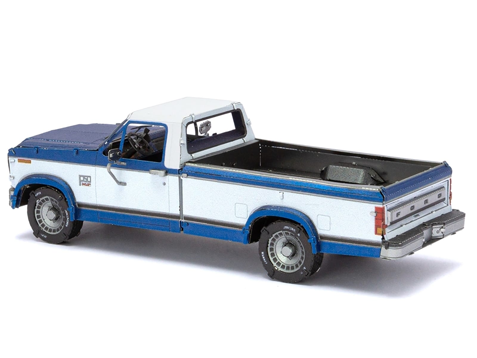 Model Kit 1982 Ford F-150 Pickup Truck Blue and White (Moderate Difficulty) Steel Model by Metal Earth - Image 2