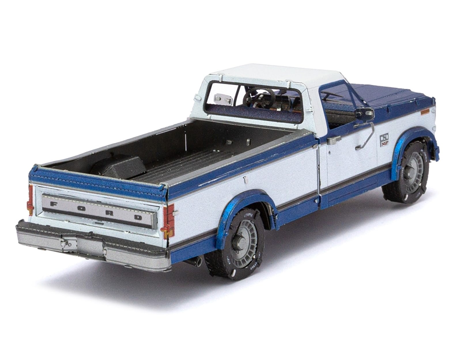 Model Kit 1982 Ford F-150 Pickup Truck Blue and White (Moderate Difficulty) Steel Model by Metal Earth - Image 3