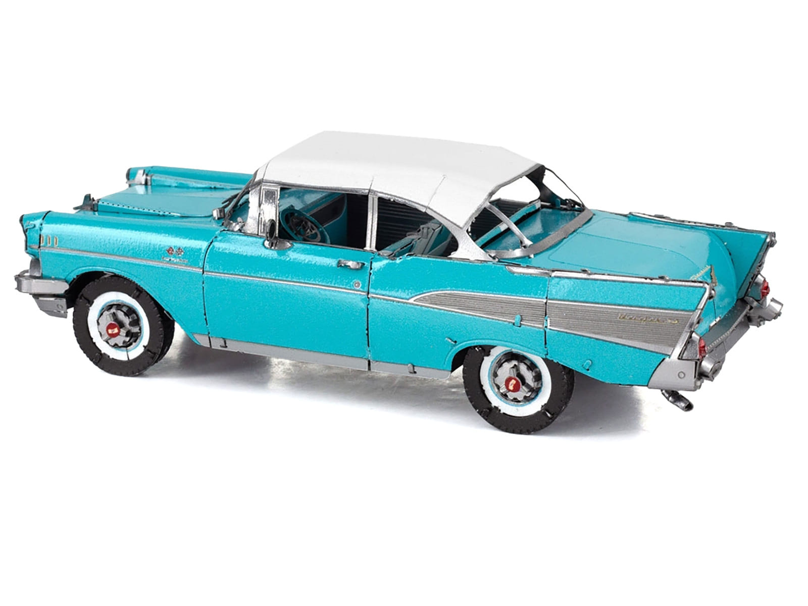 Model Kit 1957 Chevrolet Bel Air Turquoise with White Top (Challenging Difficulty) Steel Model by Metal Earth - Image 2