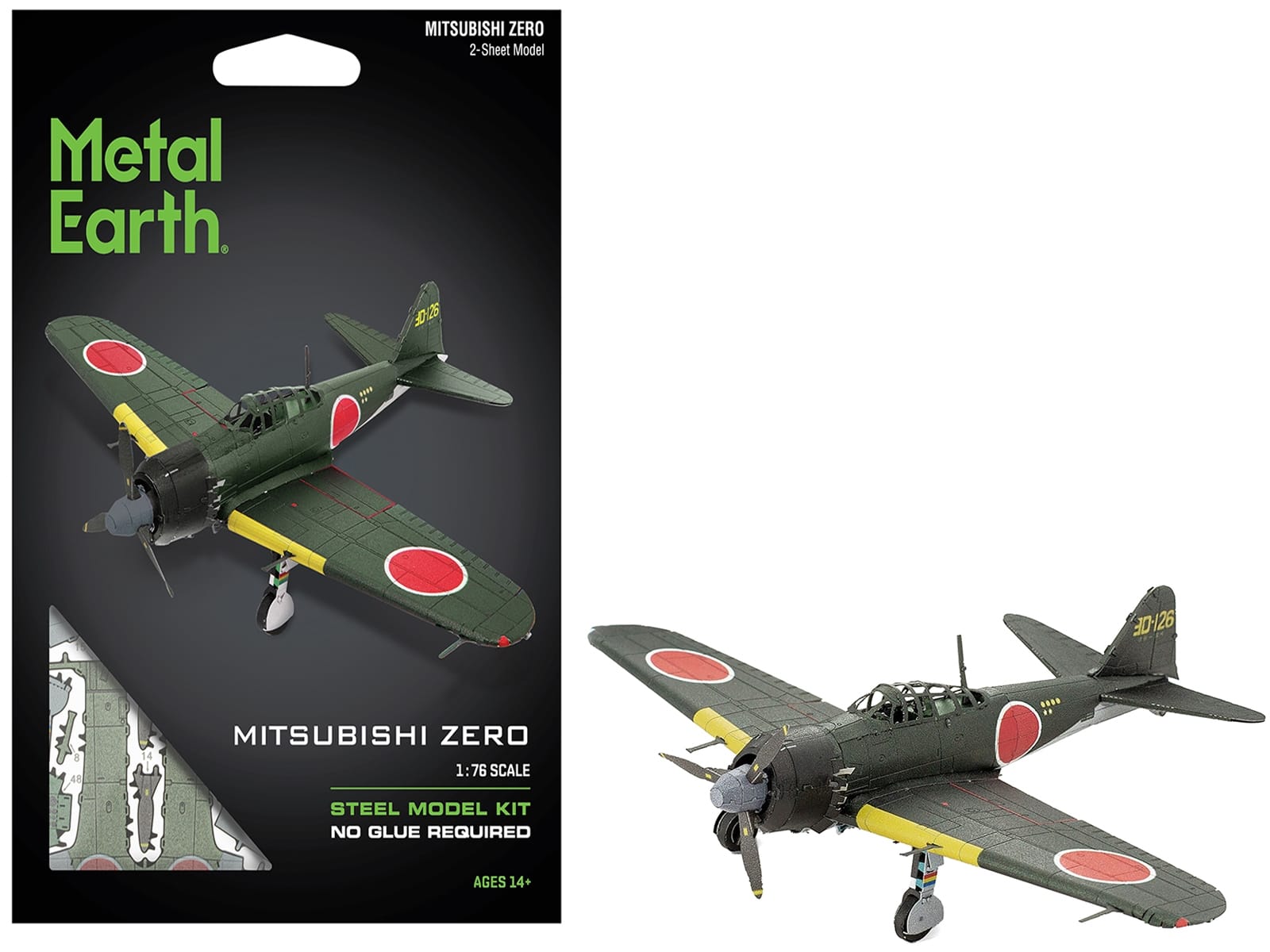 Model Kit Mitsubishi A6M Zero Fighter Aircraft "World War II" Imperial Japanese Navy (Moderate Difficulty) Steel Model by Metal Earth
