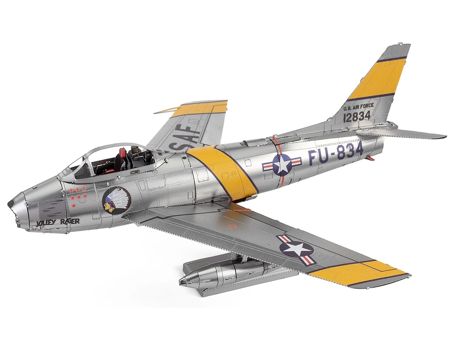 Model Kit North American F-86 Sabre Fighter Aircraft "Jolley Roger" United States Air Force (Moderate Difficulty) Steel Model by Metal Earth - Image 2