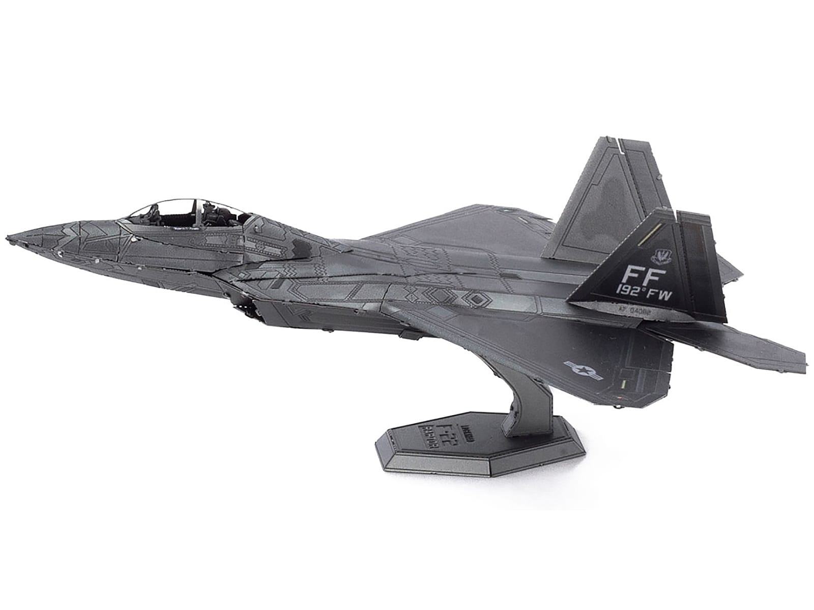Model Kit Lockheed Martin F-22 Raptor Stealth Aircraft "United States Air Force" (Moderate Difficulty) Steel Model by Metal Earth - Image 2