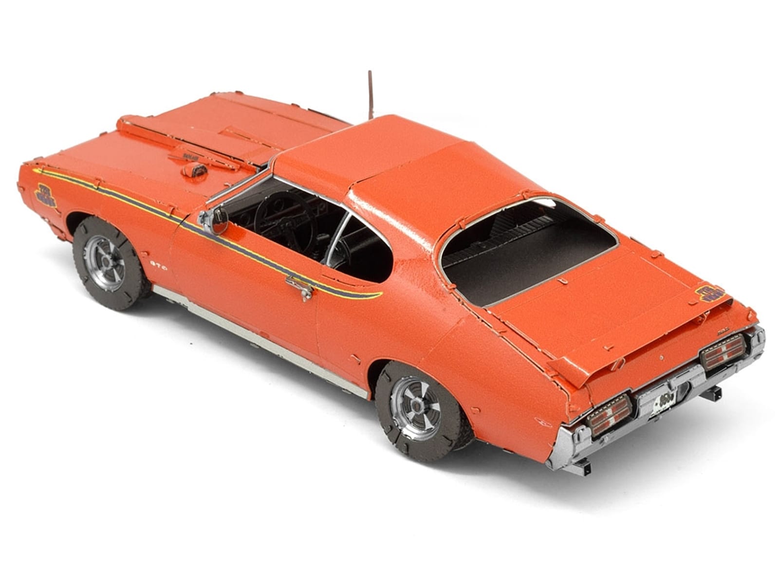 Model Kit 1969 Pontiac GTO Judge Orange with Black Stripes (Moderate Difficulty) Steel Model by Metal Earth - Image 3