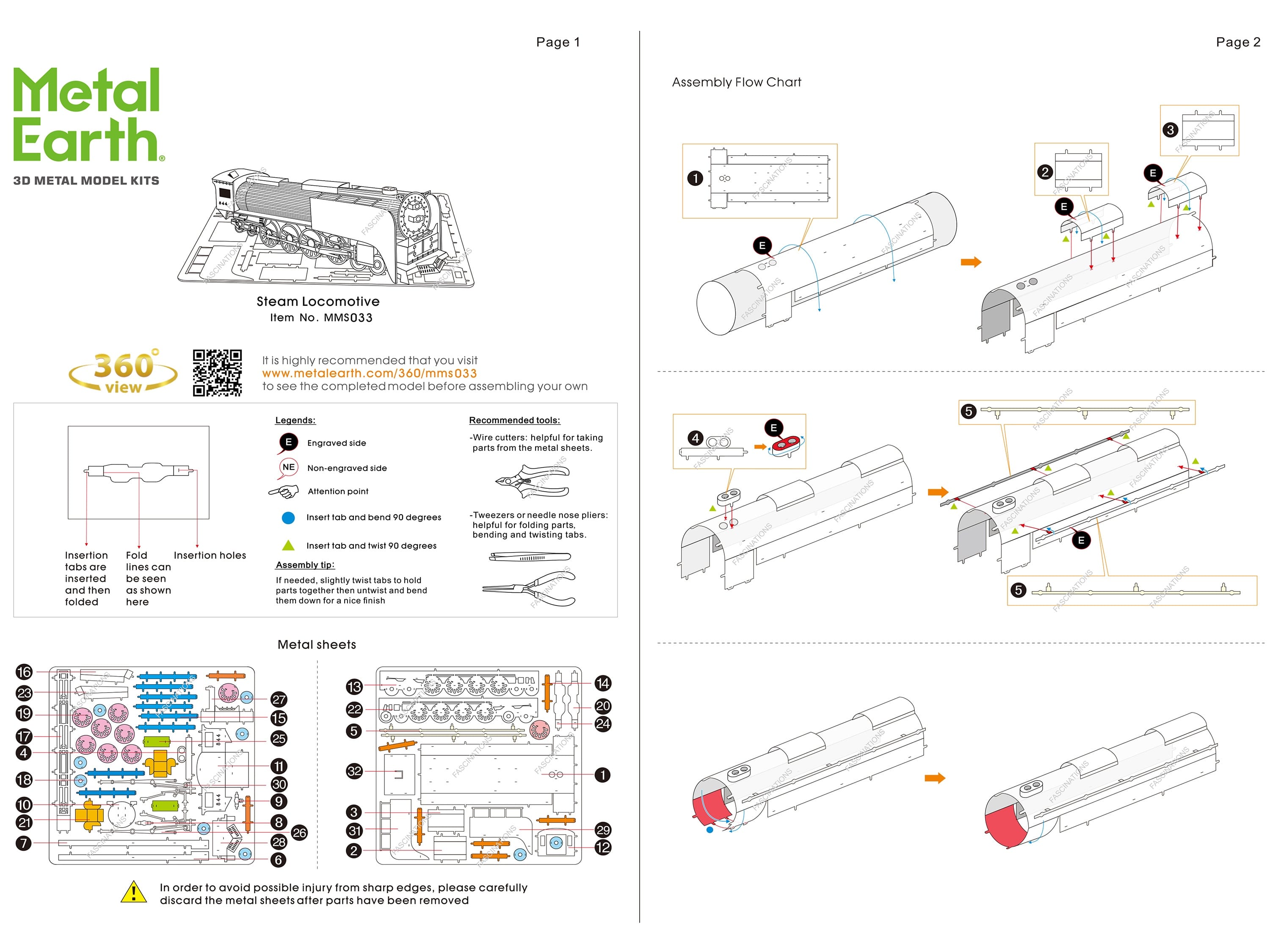 Model Kit Steam Locomotive #844 (Moderate Difficulty) Steel Model by Metal Earth - Image 5