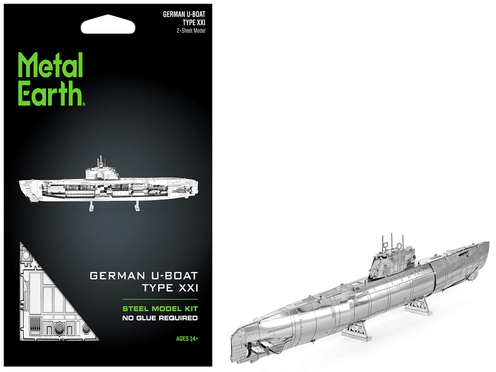 Model Kit German U-Boat Type XXI Submarine (Challenging Difficulty) Steel Model by Metal Earth