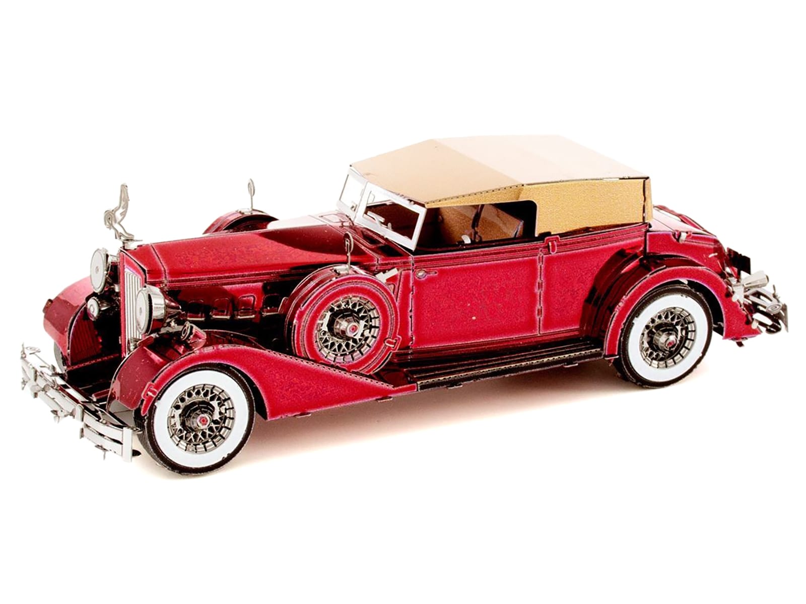 Model Kit 1934 Packard Twelve Convertible Red with Tan Soft Top (Moderate Difficulty) Steel Model by Metal Earth - Image 2