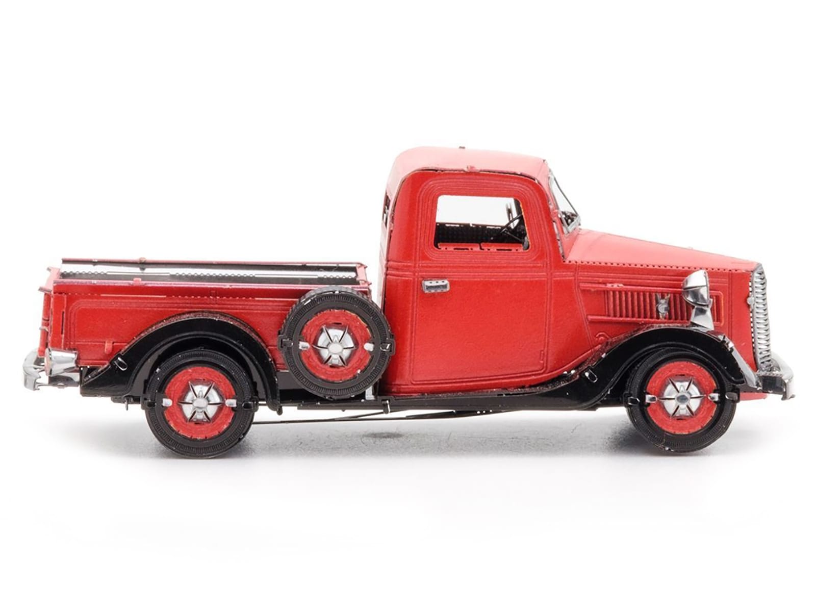 Model Kit 1937 Ford Pickup Truck Red and Black (Moderate Difficulty) Steel Model by Metal Earth - Image 2
