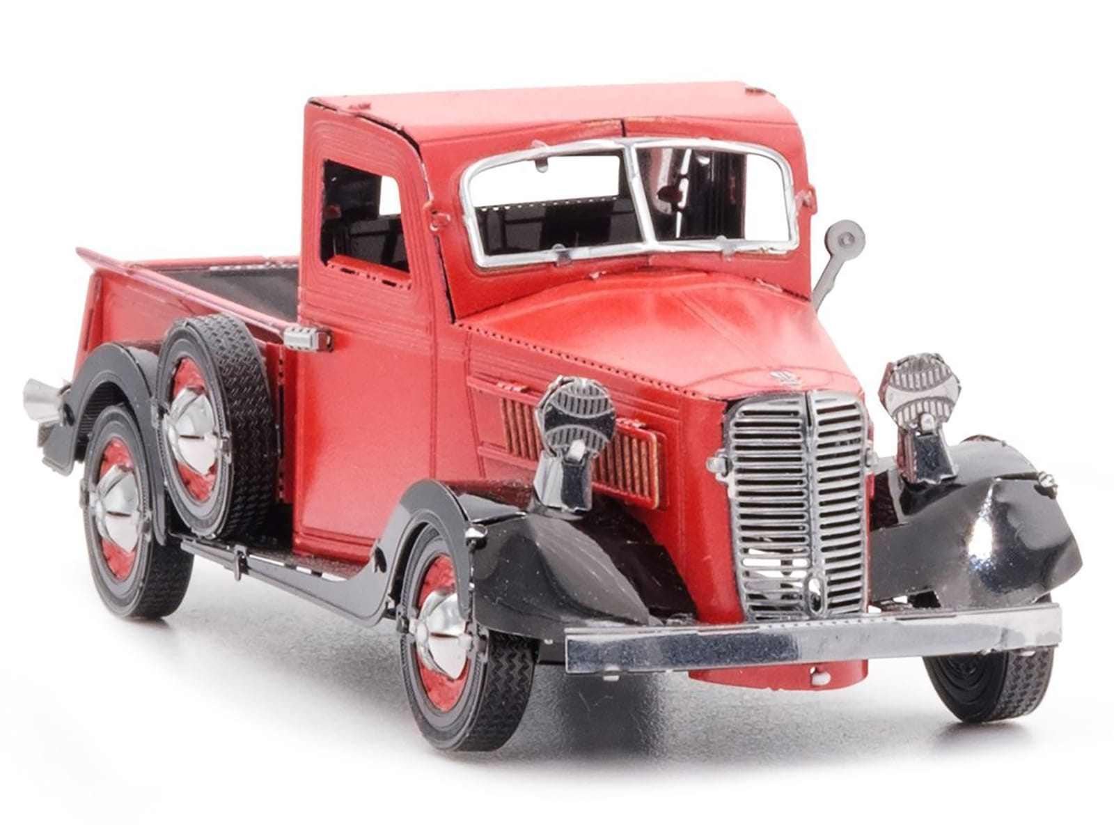 Model Kit 1937 Ford Pickup Truck Red and Black (Moderate Difficulty) Steel Model by Metal Earth - Image 4
