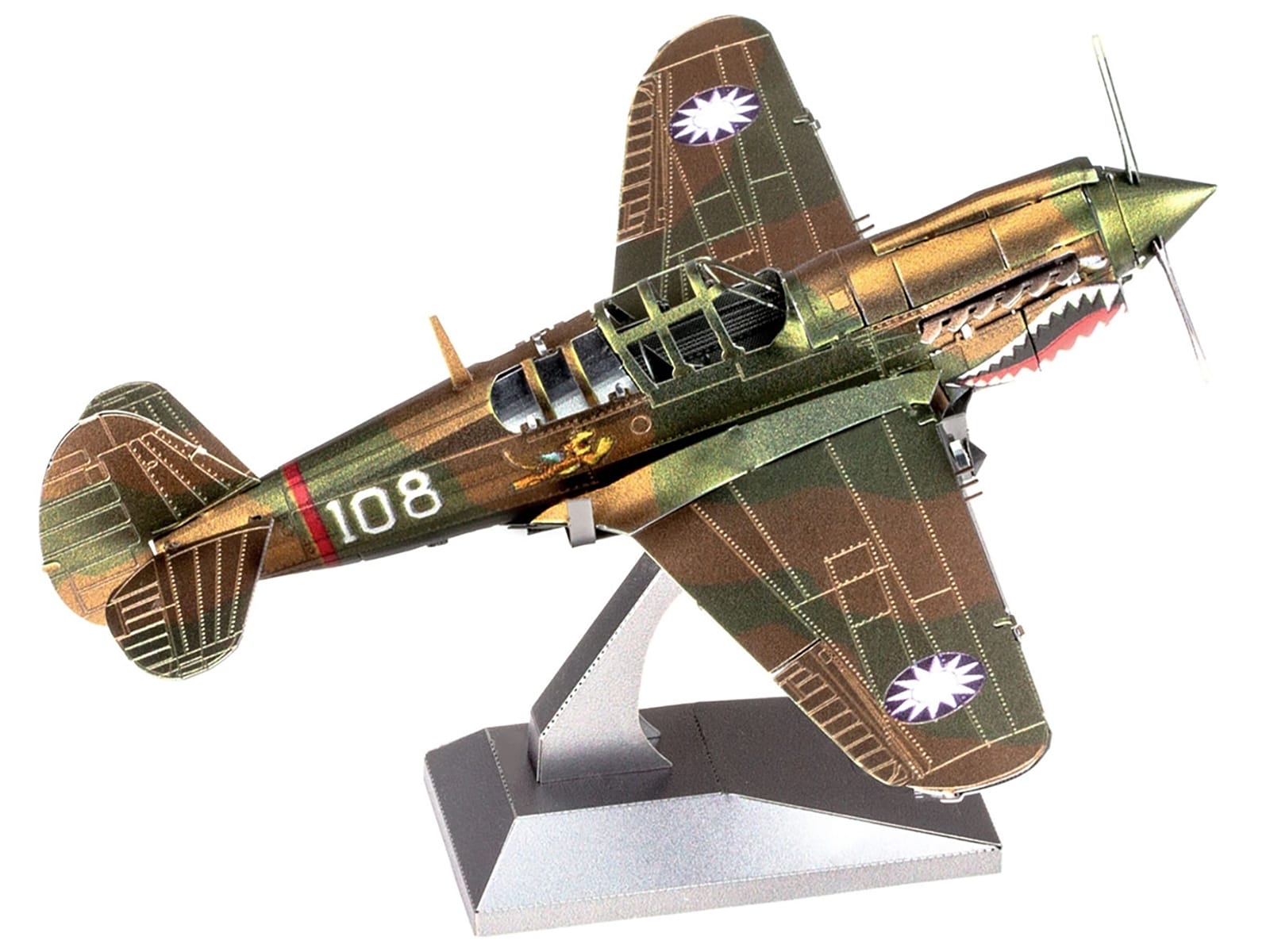 Model Kit Curtiss P-40 Warhawk Fighter-Bomber Aircraft "American Volunteer Group (AVG) Chinese Air Force" (Moderate Difficulty) Steel Model by Metal Earth - Image 4