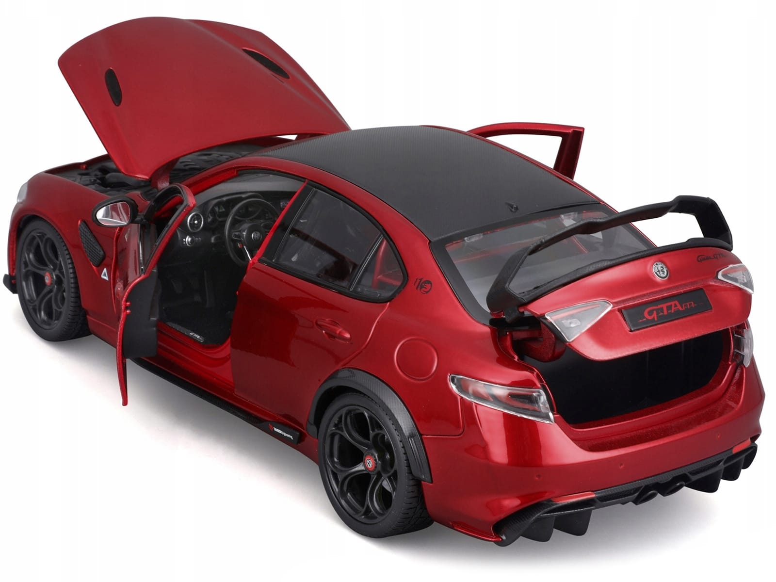 Alfa Romeo Giulia GTA Red Metallic with Carbon Top 1/18 Diecast Model Car by Bburago - Image 2