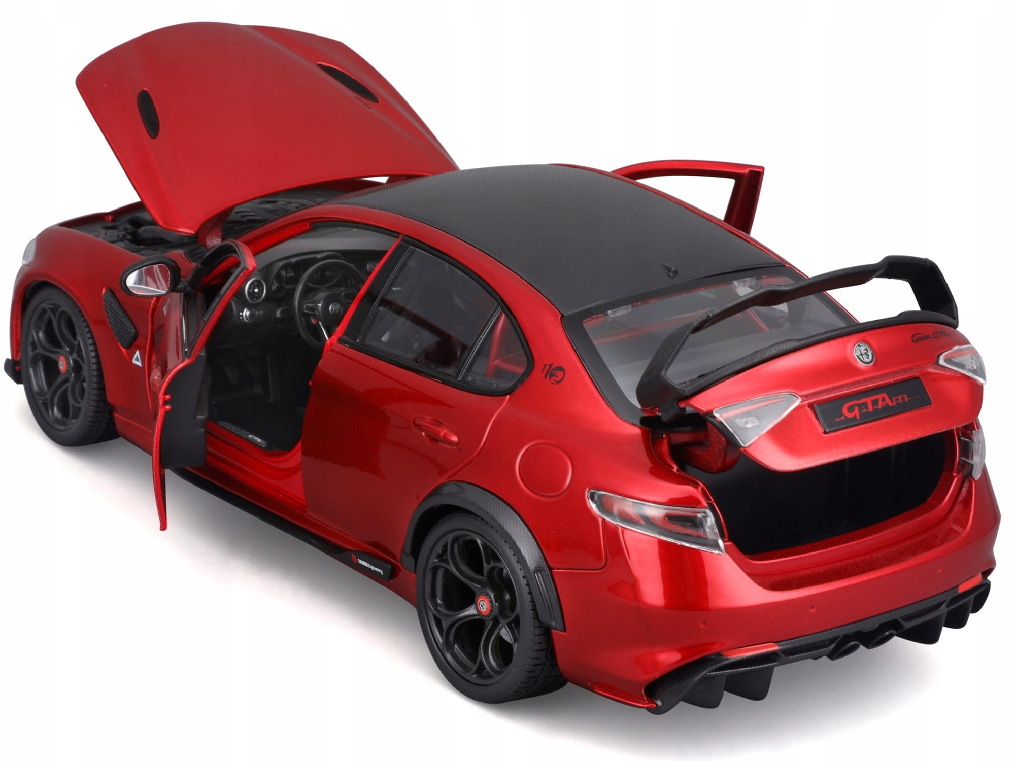 Alfa Romeo Giulia GTAm Red Metallic with Carbon Top 1/18 Diecast Model Car by Bburago - Image 2