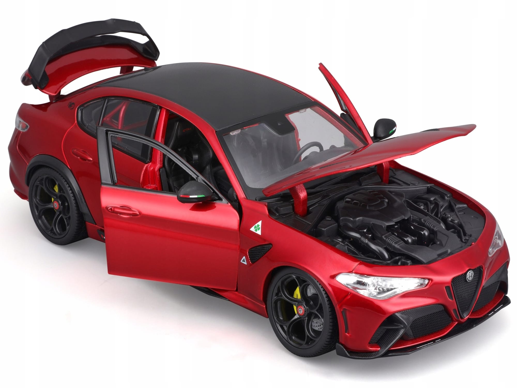 Alfa Romeo Giulia GTAm Red Metallic with Carbon Top 1/18 Diecast Model Car by Bburago - Image 3