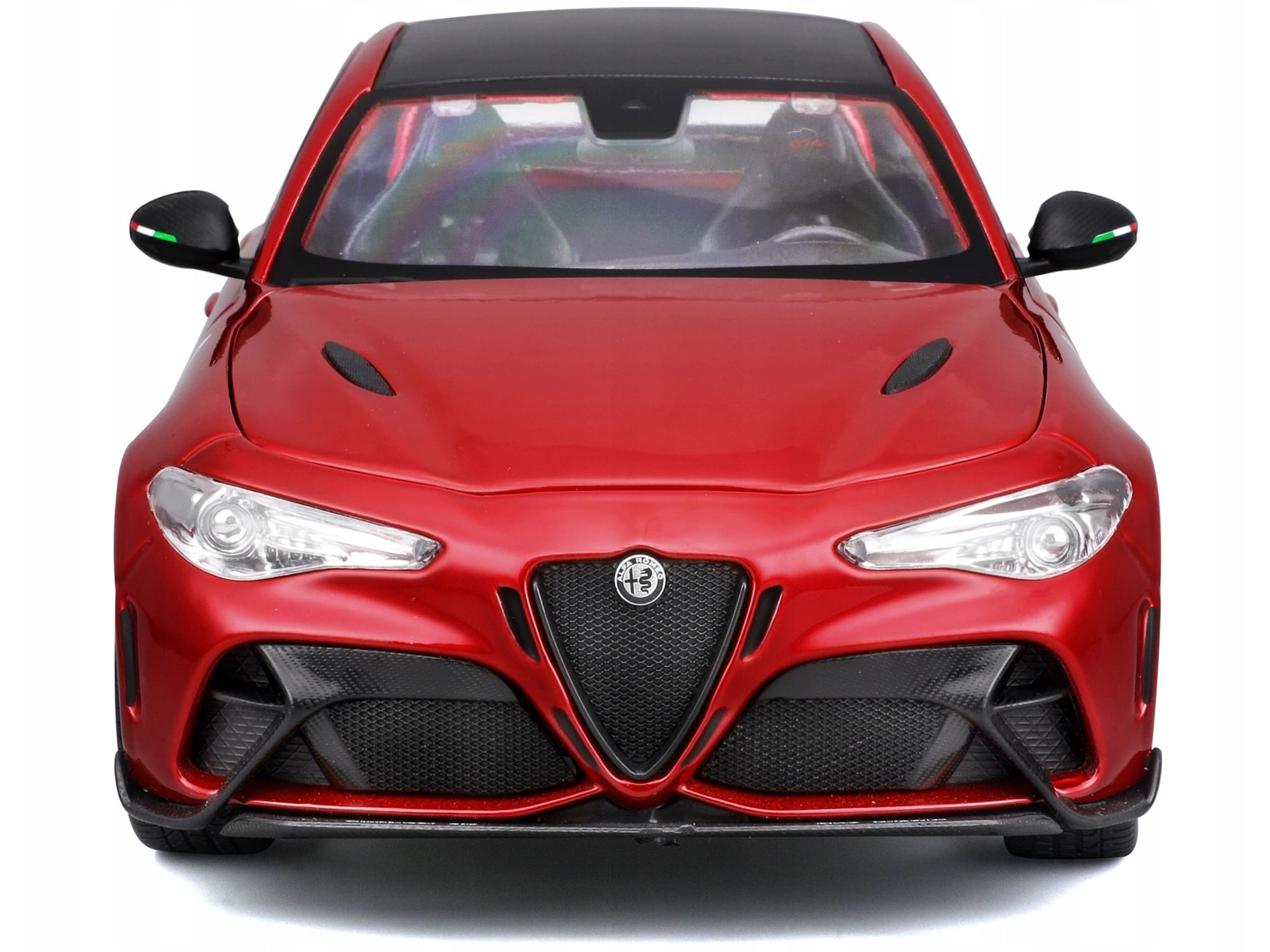 Alfa Romeo Giulia GTAm Red Metallic with Carbon Top 1/18 Diecast Model Car by Bburago - Image 4